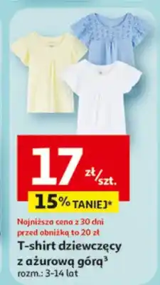 Auchan T-shirt dziewczęcy z ażurową górą, rozm. 3-14 lat oferta