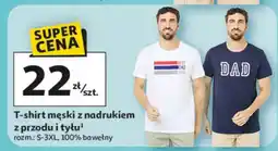 Auchan T-shirt męski z nadrukiem z przodu i tyłu, rozm. S-3XL, 100% bawełny oferta