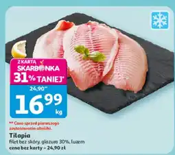 Auchan Filet Tilapia bez skóry, glazura 30%, luzem oferta