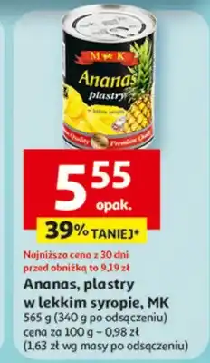 Auchan Ananas plastry w lekkim syropie oferta