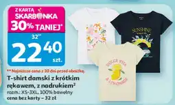 Auchan T-shirt damski z krótkim rękawem, z nadrukiem, rozm. XS-3XL, 100% bawełny oferta
