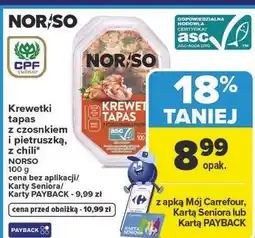 Carrefour Krewetki tapas z czosnkiem i pietruszką, z chili NORSO oferta