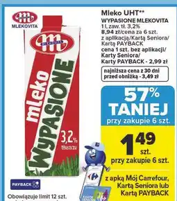 Carrefour Mleko UHT WYPASIONE MLEKOVITA oferta