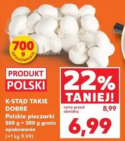 Kaufland Polskie pieczarki 500 g + 200 g gratis opakowanie oferta