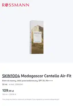 Rossmann Madagascar Centella Air-Fit Krem do twarzy, lekki przeciwsłoneczny, SPF 30, PA++++ 50 ml oferta