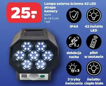 Lampa solarna ścienna 42 LED atrapa kamery