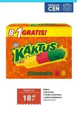 Biedronka Lody wodne Kaktus o smaku cytrynowym i sorbet truskawkowy oferta