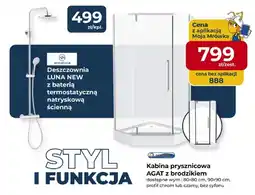 Mrówka Deszczownia LUNA NEW z baterią termostatyczną natryskową ścienną oferta