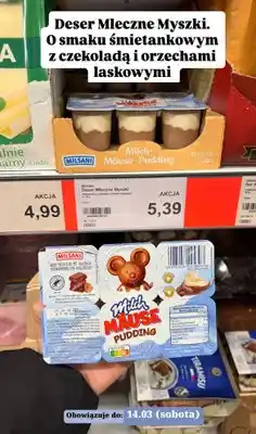 ALDI Deser mleczne myszki o smaku śmietankowym z czekoladą i orzechami laskowymi oferta