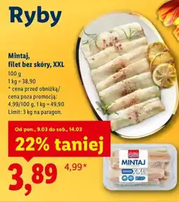 Lidl Mintaj filet bez skóry XXL oferta