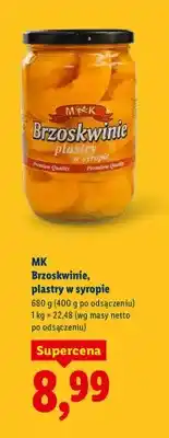 Lidl Brzoskwinie plastry w syropie oferta
