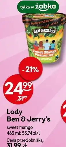 Żabka Lody Ben & Jerry's sweet mango oferta