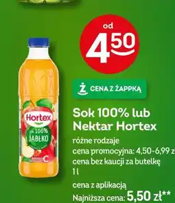 Żabka Sok 100% lub Nektar Hortex różne rodzaje oferta