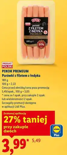 Lidl Parówki z filetem z indyka oferta