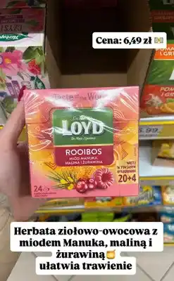 Dino Herbata rooibos miód manuka, malina i żurawina oferta