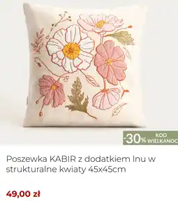 Homla Poszewka KABIR z dodatkiem lnu w strukturalne kwiaty 45x45cm oferta
