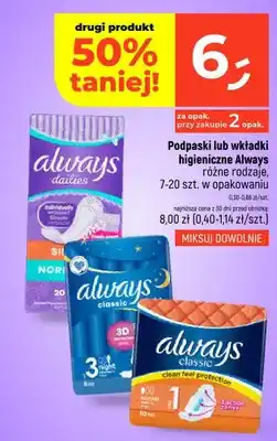 Dealz Podpaski lub wkładki higieniczne Always różne rodzaje oferta