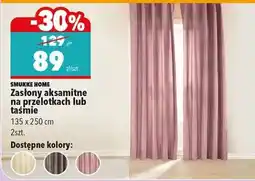 Biedronka Zasłony aksamitne na przelotkach lub taśmie oferta