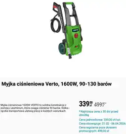 Biedronka Myjka ciśnieniowa Verto, 1600W, 90-130 barów oferta