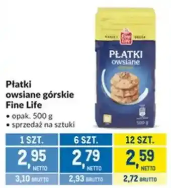 Makro Płatki owsiane górskie Fine Life oferta