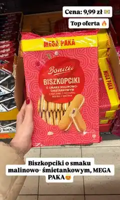 Biedronka Biszkopciki o smaku malinowo-śmietankowym oferta