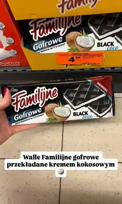 Biedronka Wafle gofrowe Black Coco przekładane kremem kokosowym oferta