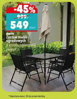 Biedronka Zestaw mebli ogrodowych 4 krzesła, szklany stół, parasol oferta