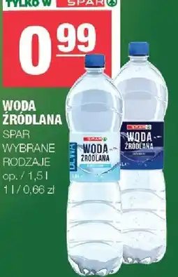 Spar Woda źródlana wybrane rodzaje oferta