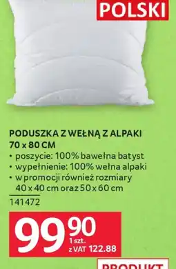 Selgros Poduszka z wełną z alpaki oferta