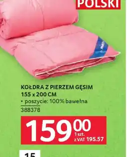 Selgros Kołdra z pierzem gęsim oferta