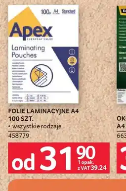 Selgros Apex Folie laminacyjne A4 oferta