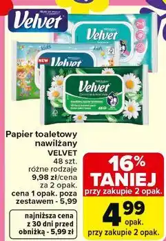Carrefour Papier toaletowy nawilżany VELVET oferta