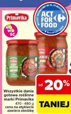 Carrefour Wszystkie dania gotowe roślinne marki Primavika oferta