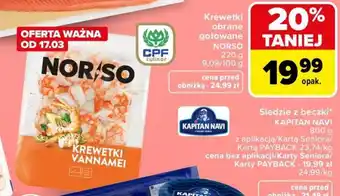 Carrefour Krewetki obrane gotowane NORSO oferta
