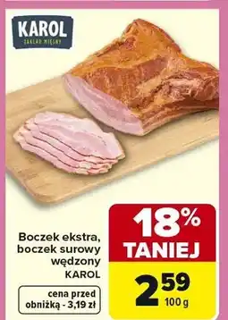 Carrefour Boczek ekstra, boczek wędzony oferta