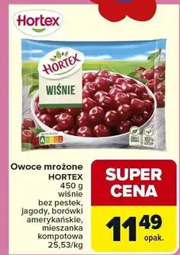 Carrefour Owoce mrożone wiśnie bez pestek jagody borówka amerykańskie, maliny mieszanka kompotowa oferta