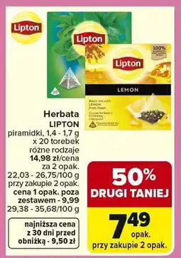 Carrefour Herbata piramidki, l4-17g różne rodzaje oferta