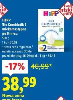 Lidl HIPP Bio Combiotik 2 mleko następne po 6 m-cu oferta
