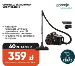 Max Elektro Gorenje Odkurzacz bezworkowy VCE01SFABKR oferta