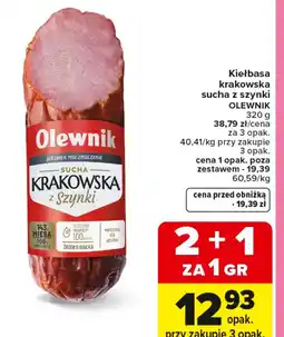 Carrefour Olewnik Kiełbasa krakowska sucha z szynki oferta