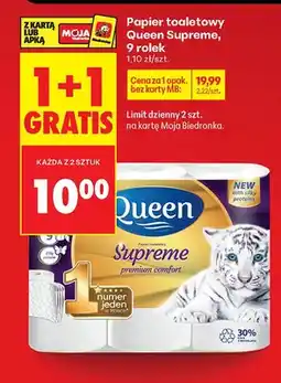 Biedronka Papier toaletowy Supreme, 9 rolek 1+1 GRATIS oferta
