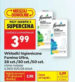 Biedronka Wkładki higieniczne Ultra, różne rodzaje oferta