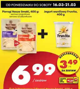 Biedronka Pierogi serowo-jagodowe lub serowo-truskawkowe + Jogurt waniliowy oferta