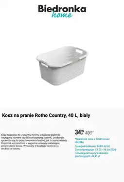 Biedronka Kosz na pranie Rotho Country, 40 L, biały oferta