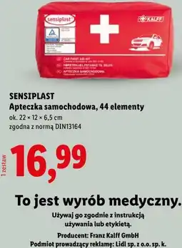 Lidl SENSIPLAST Apteczka samochodowa, 44 elementy oferta