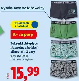 Lidl Bokserki chłopięce z bawełą z kolekcji Minecraft, 2 pary oferta