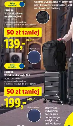 Lidl ESMARA Walizka kabinowa na kółkach oferta