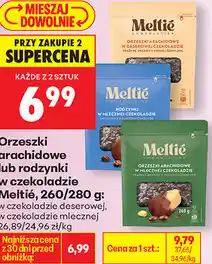 Biedronka Orzeszki arachidowe lub rodzynki w czekoladzie Meltié, 260/280 g oferta