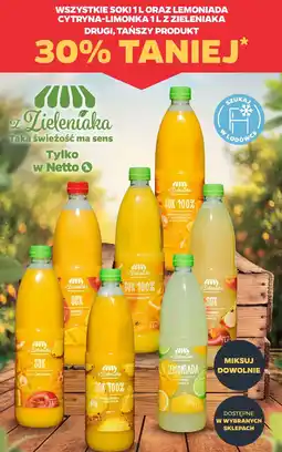 Netto Soki 1L oraz lemoniada cytryna-limonka 1L z Zieleniaka oferta