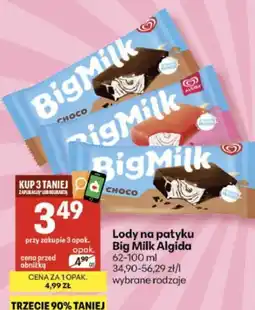 Delikatesy Centrum Lody na patyku Big Milk Algida oferta